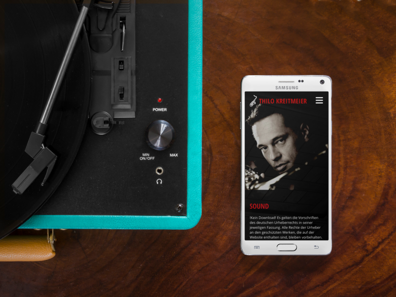 Musiker-Website: Ansicht auf Smartphone