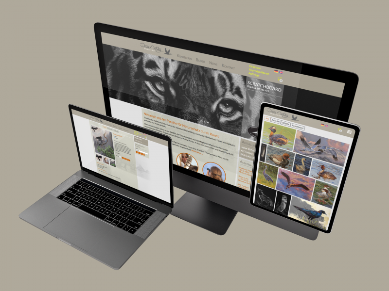 Wild Glance Website: Ansicht auf verschiedenen Endgeräten