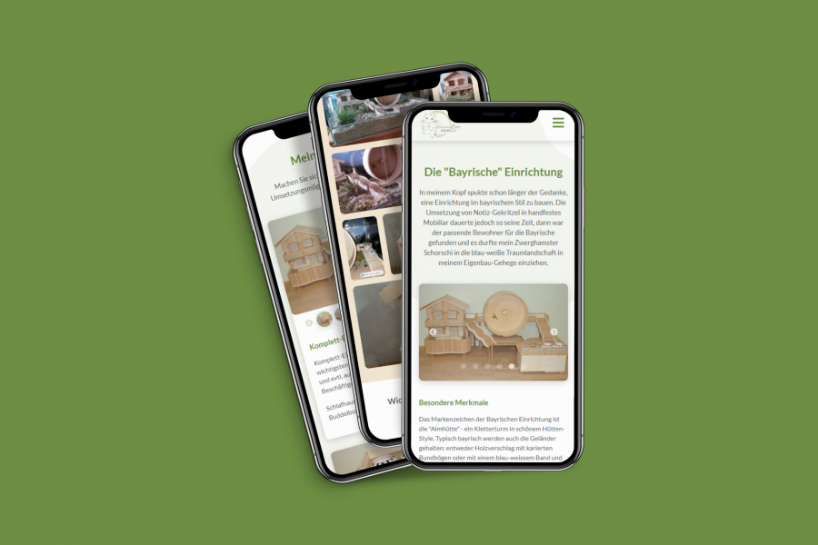 Ansichten der Website auf Smartphone-Bildschirmen
