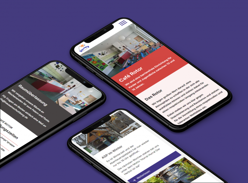 Website für Jugendzentrum "Haus am Schuttberg": Ansicht auf Mobilgeräten