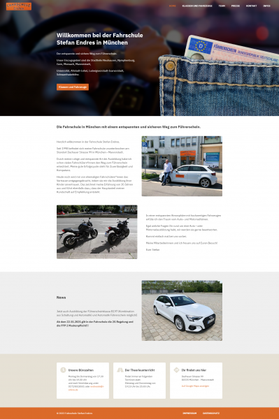 Simple Website für eine Fahrschule: Startseite