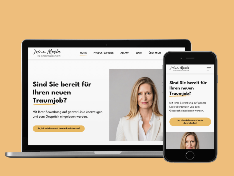 Website-Startseite auf PC-Bildschirm und Smartphone