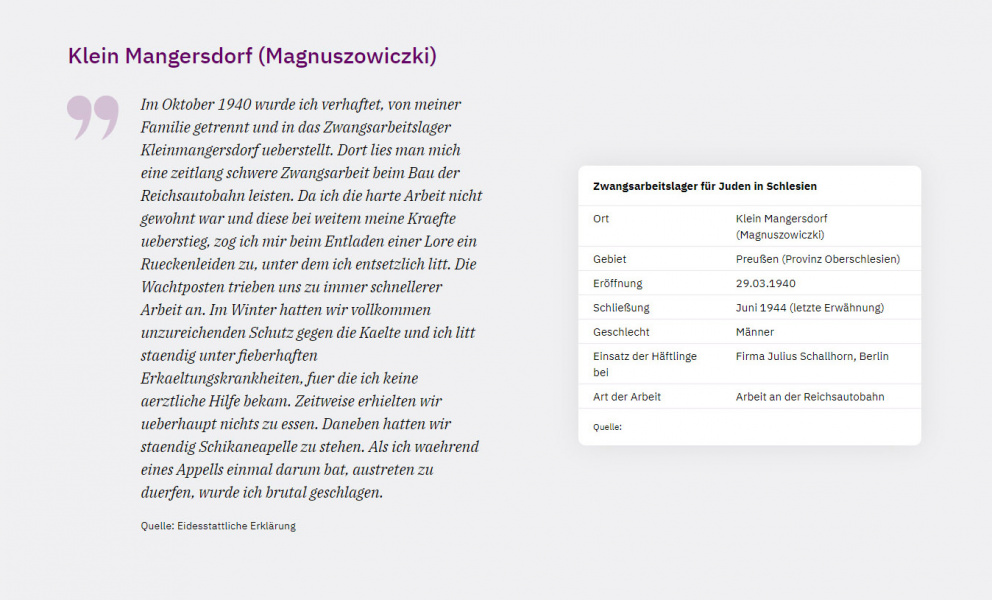 Seitenausschnitt: Auszug aus einer eidesstattlichen Erklärung mit Hintergrundinformation zu den erwähnten Orten