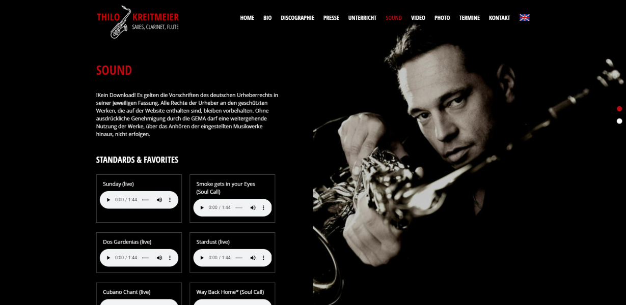Musiker Website: Audioclips