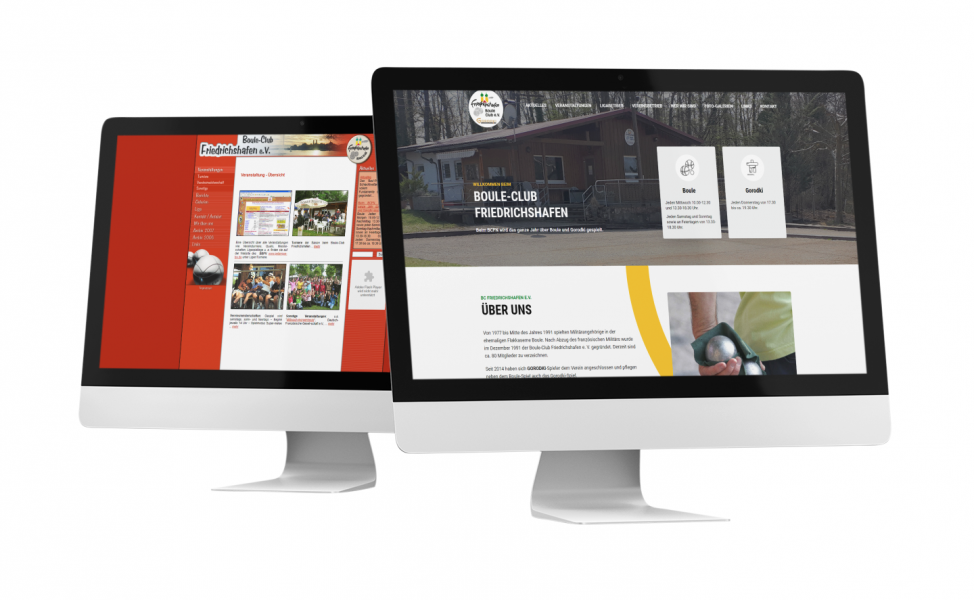 Bouleclub-Website vor und nach dem Redesign