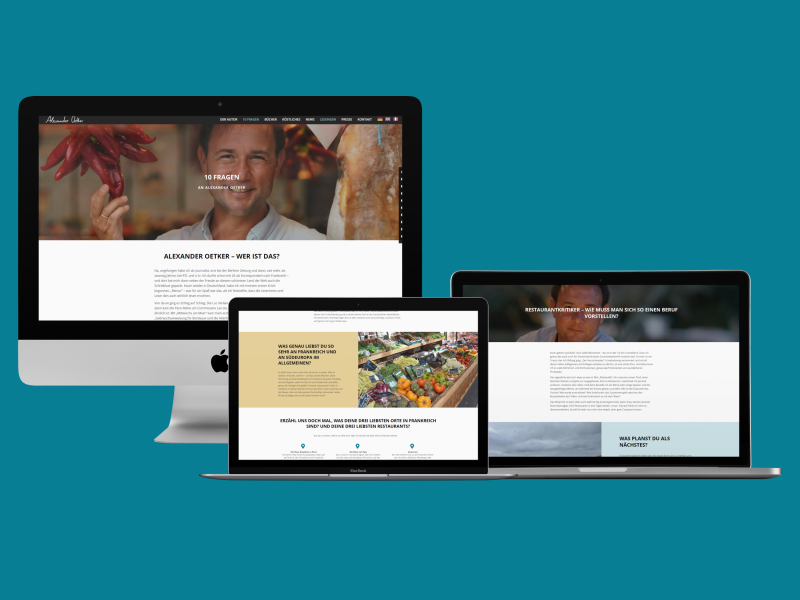 Ausschnitte der Website auf mehreren Bildschirmen
