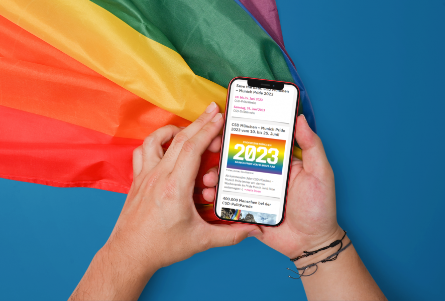 CSD München Website: Startseite auf Mobiltelefon